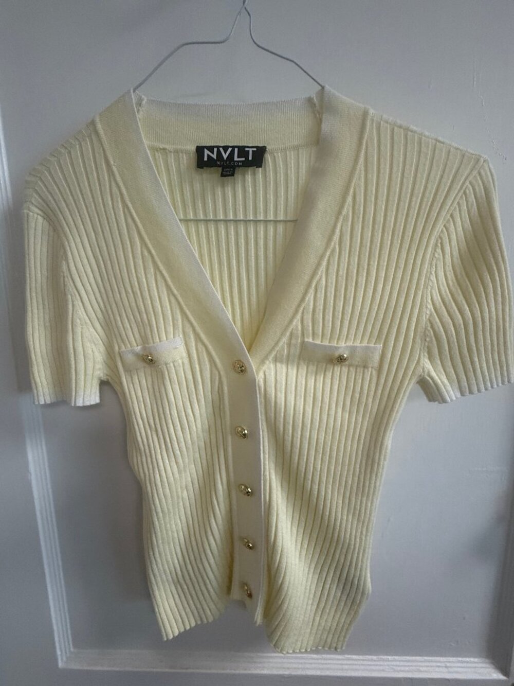 Womens NVLT Short Sleeve Cardigan Sweater.